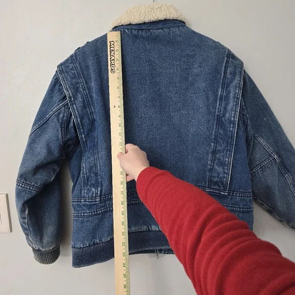 Vtg 90s AKA BAY Puffy Denim Sherpa Lined Mens L Bomber Trucker Jacket Y2K - Picture 15 of 16